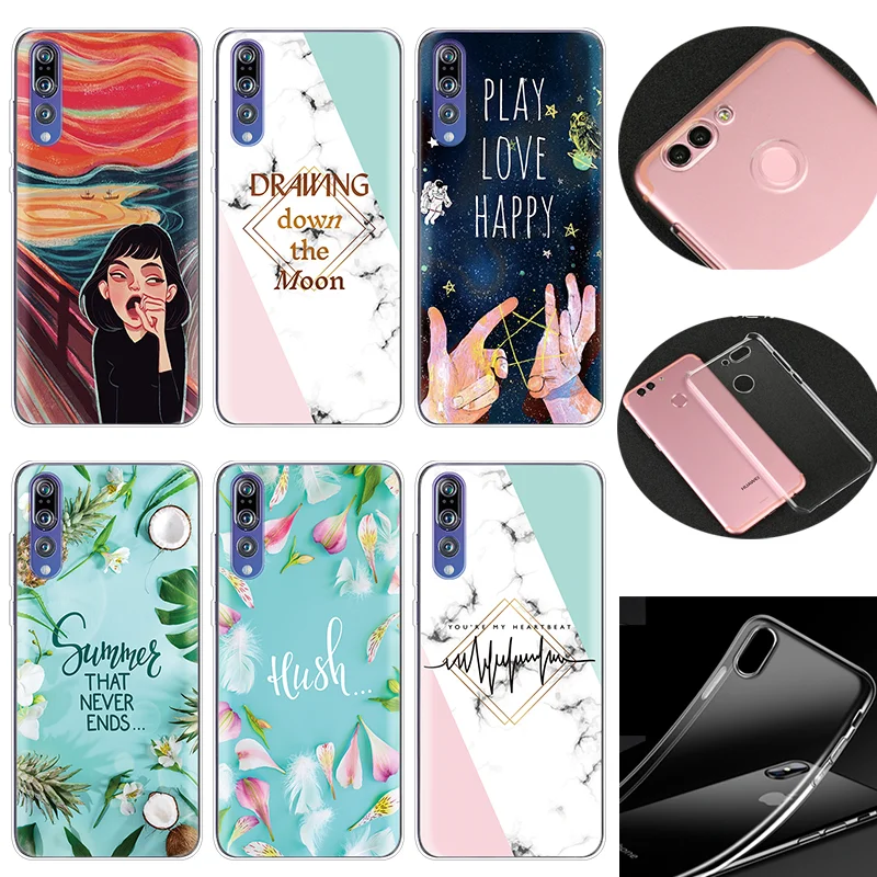 

Summer Girl Case For Huawei P Smart Z P8 P9 P10 P20 P30 Lite Pro Nova 2i 3 4 Soft TPU For Huawei P Smart Plus 2019 Marble Fundas