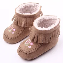С цветочным рисунком, 1 пара, детские ботинки обувь, теплая зима Infant/Дети Ясельного возраста мягкая обувь, Наивысшее качество детская обувь для малышей