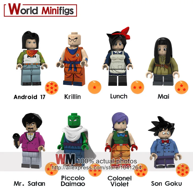

Single Sale New Dragon Ball Z Figures Saiyan Son Goku Krillin Launch Piccolo Mr. Satan Anime Building Blocks Toys for Children