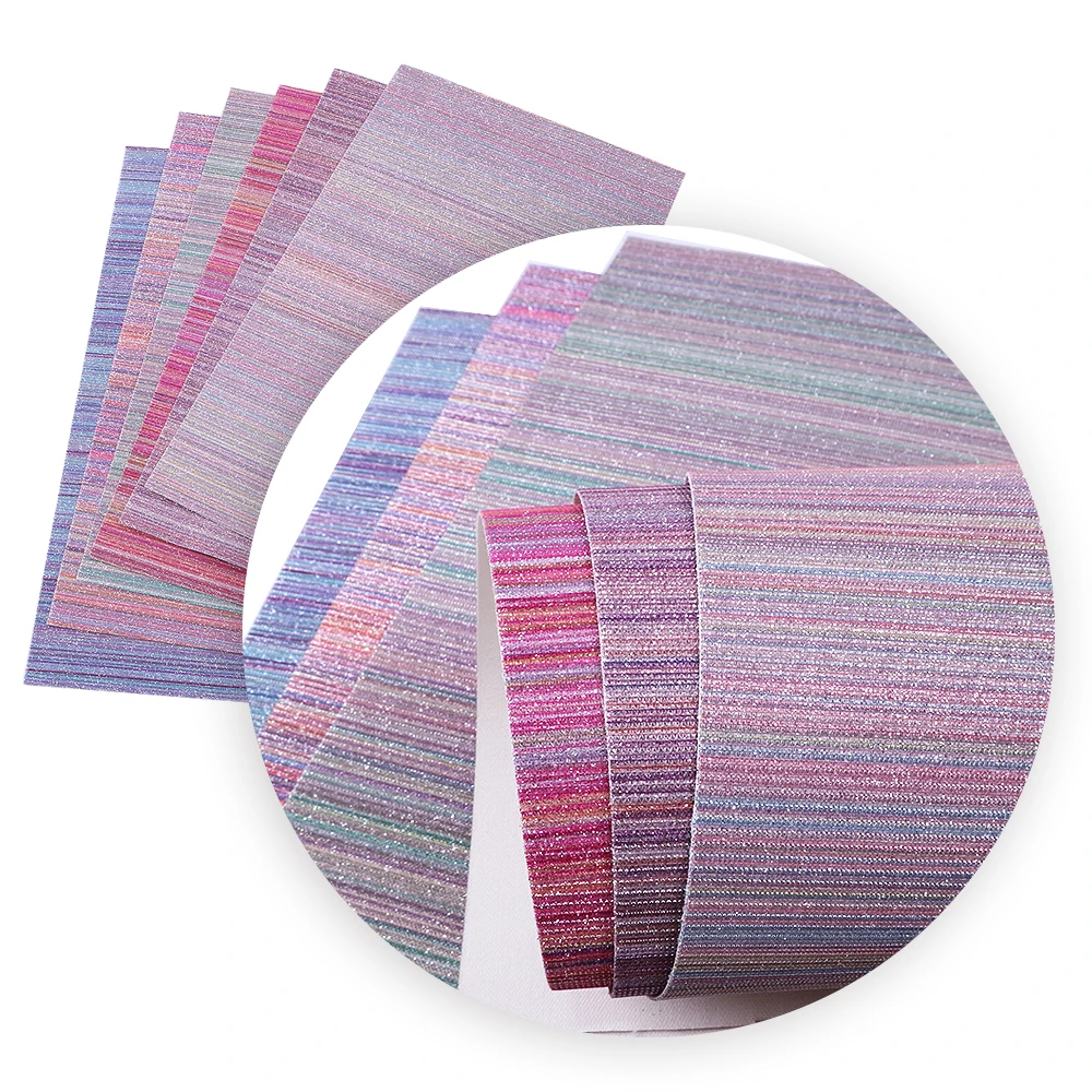 

David accessories 20*34cm Glitter Stripe Faux Synthetic Leather Fabric,DIY Decorative Home Textile Garment Knotbow Bag,1Yc4174