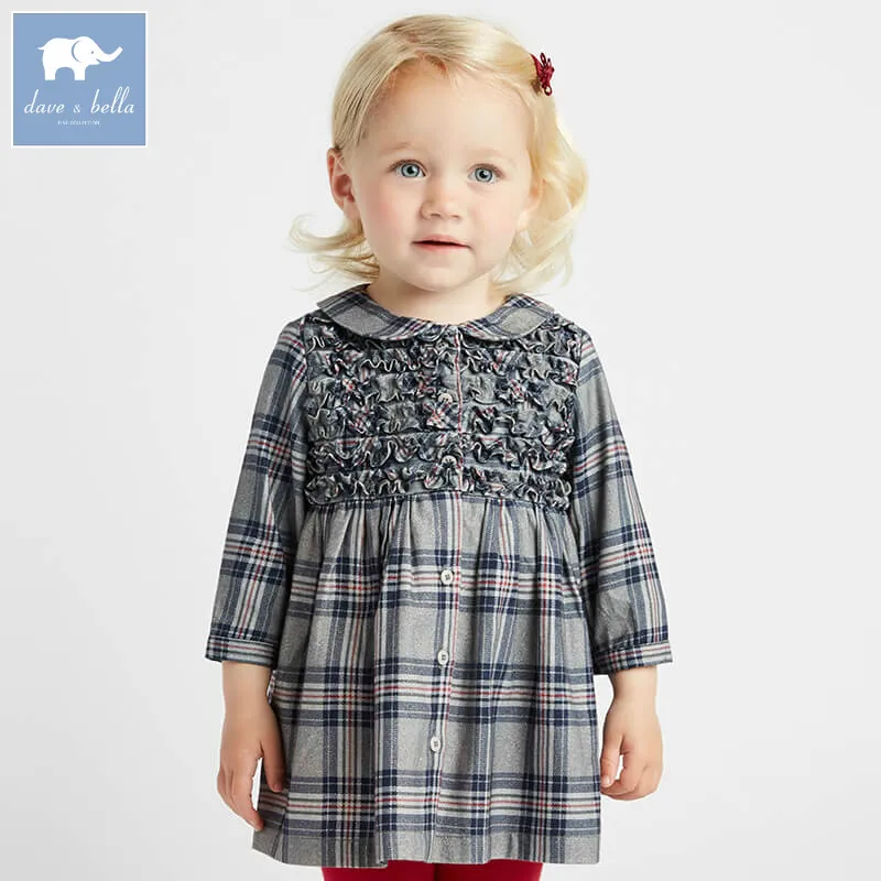 Online DB8684 dave bella autunno infantile del bambino della ragazza di modo del plaid capretti del vestito festa di compleanno del vestito del bambino vestiti dei bambini