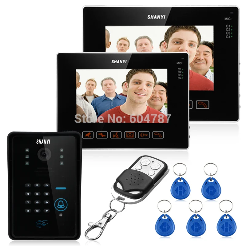 9\ color LCD Monitor Video Door Phone Doorbell Intercom System Compatible RFID Keyfobs CCTV