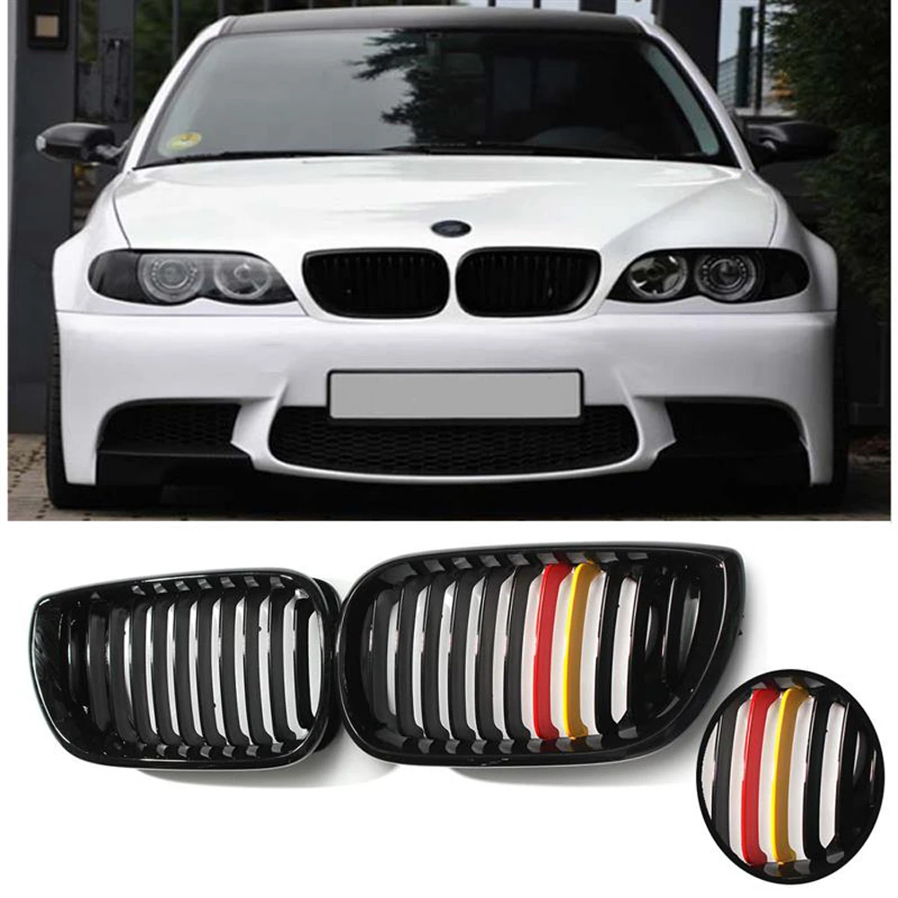 Liplasting 2ピーススタイルフロント腎臓グリルグリルのための車bmw E46 02から04 3色黒 赤 イエローレーシンググリル Kidney Grill Racing Grillfront Grille For Bmw Aliexpress