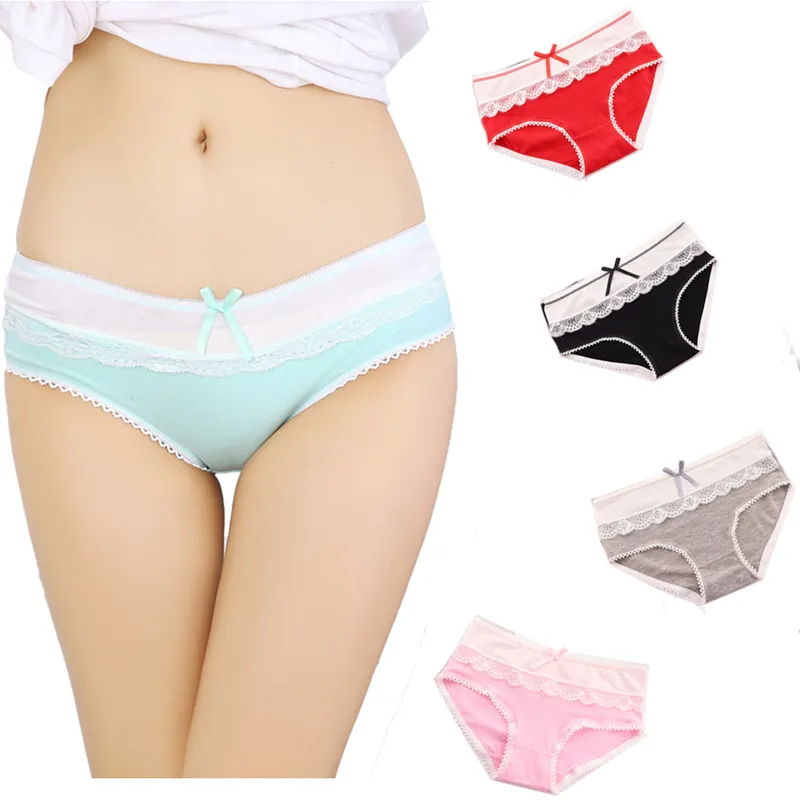 New 100pcs/lot Cotton Girls Underwear Lace Embroidery Ladies Panties Briefs  Low Waist Teen Panties For young Girls 12 20year|Panties| - AliExpress