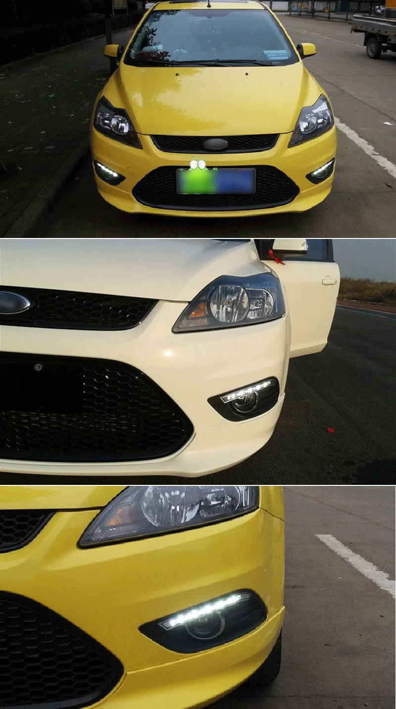 2 шт. светодиодный дневного света для Ford Focus 2 MK2 2009 2010 2011 2012 2013 авто затемнением Функция автомобиля 12V светодиодная ртутная лампа