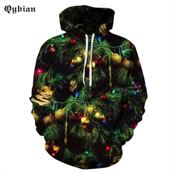 

Hot 2018 Autumn Winter Brand Sweatshirts Men High Quality Green christmas tree printing fashion mens hoodies