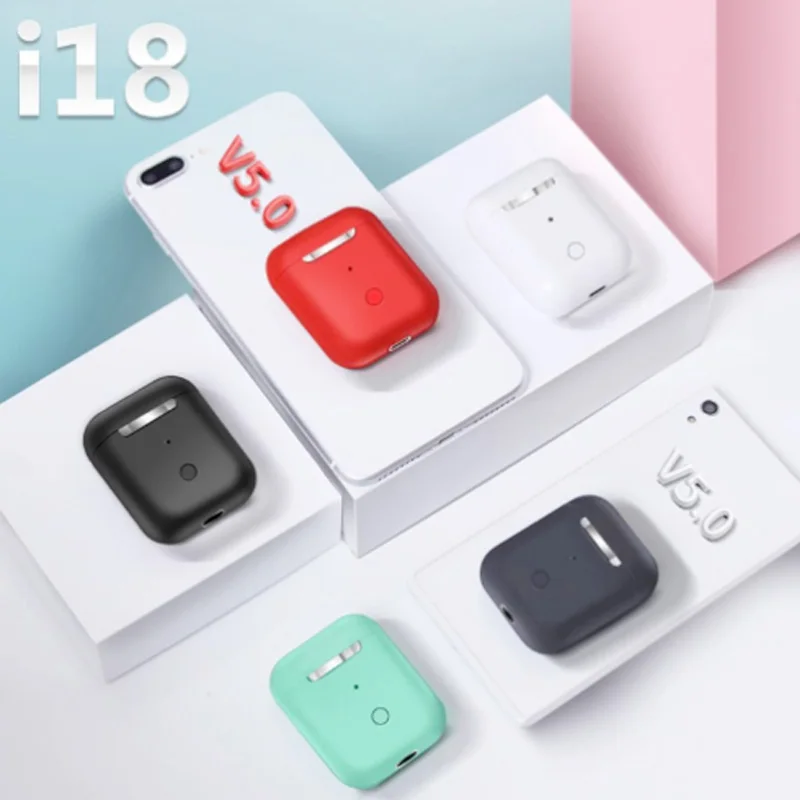 I18 tws Bluetooth 5 0 наушники 1:1 Беспроводные с сенсорным управлением 3D объемный звук air