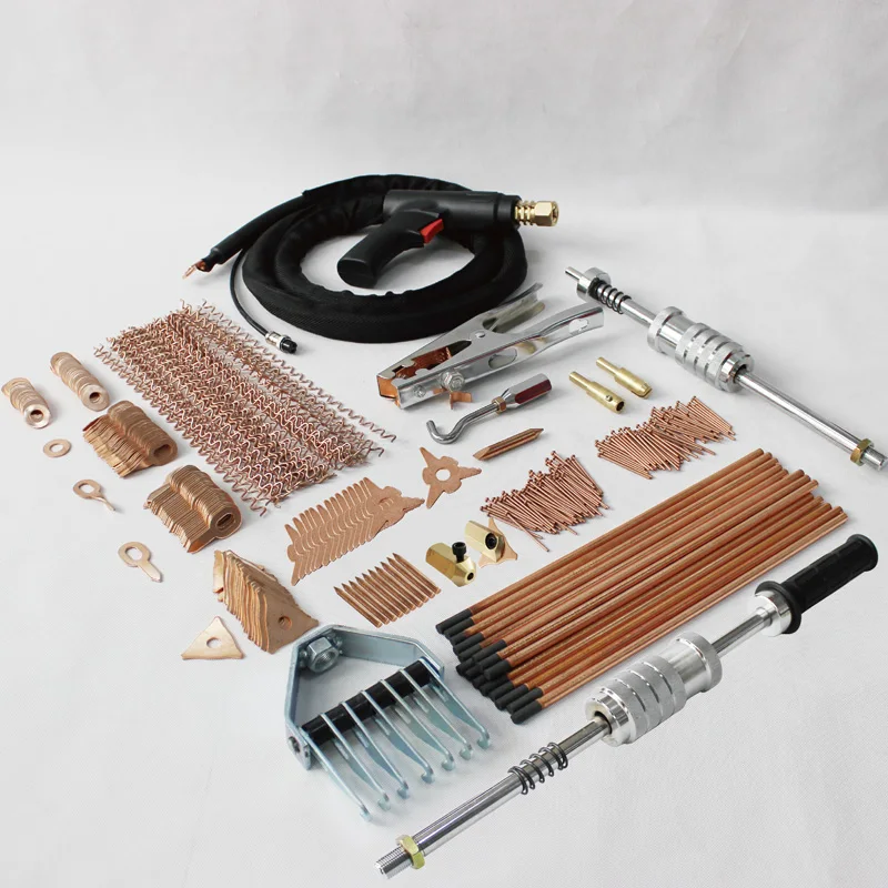

497pcs spot welding electrode dent puller kit for car body repair hand tools set with welder gun hammer pulling claw clamp wires