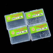 100pcs 1-12 Fishing Hook Durable Pesca Jig Head Bait Barb Fishhooks Lure With Hole Carp Fishing Tackle Box HW261