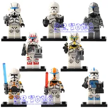 DR. TONG 8 pçs/lote STAR WARS Clone Trooper Commander Set Modelos Mini Figura Brinquedos Building Block Bricks Brinquedos Crianças Presentes Sy1071