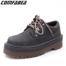 Новинка года; сезон весна-осень; женские оксфорды; обувь из искусственной кожи; повседневная обувь в стиле Харадзюку; обувь на толстой подошве в готическом стиле; обувь Martin в стиле панк