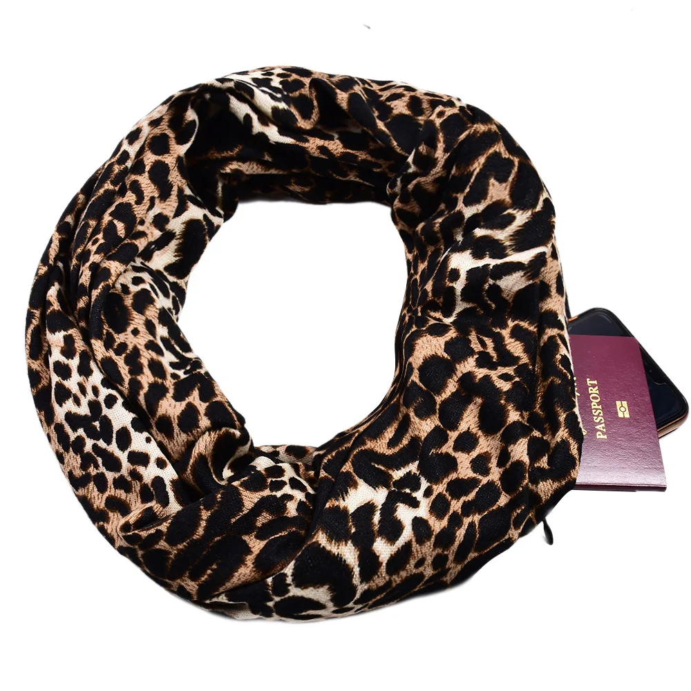 Леопардовый снуд женские длинные шарфы женские карманные кольца для весны и лета Модные Шали Женские аксессуары