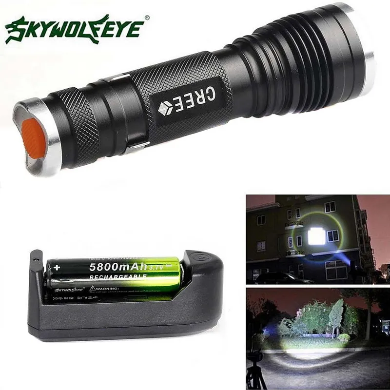 

1Pc Camping Outdoor Tactical Flash Lights 2500 LM 3 Modes XML T6 LED Light Mini Zoom Flashlight + 18650&Charger VEM53 C T0.11