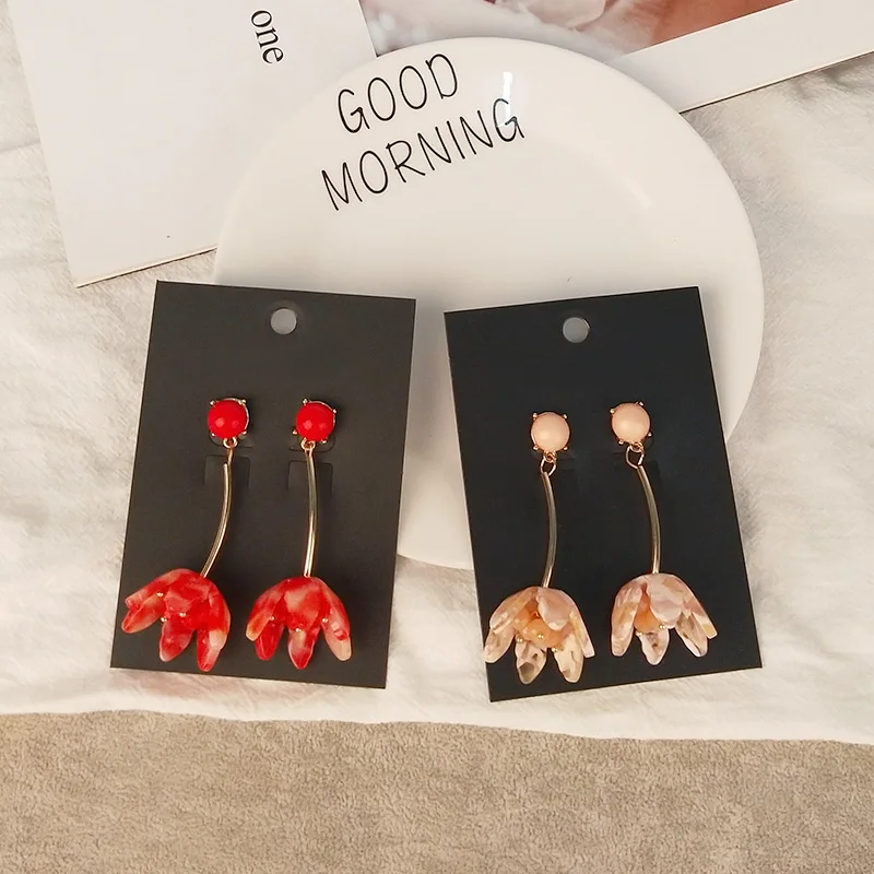 Vintage Fashion Flower Acetic Acid Acrylic Long Big Drop Earrings for Women Metal Dangling Acetate Resin Earrings Gifts Jewelry (4)