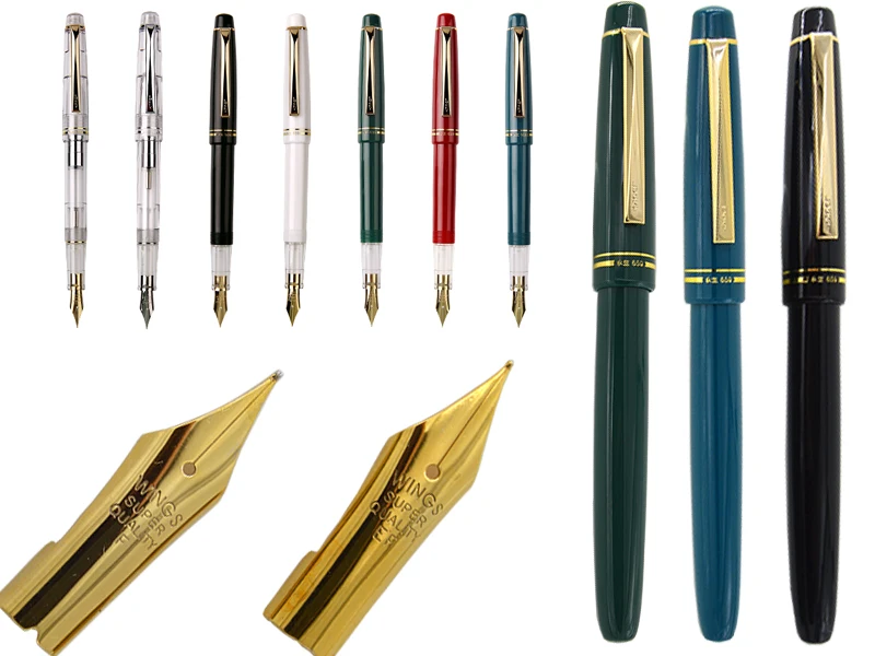 

Fountain pen set double Nib ( F + EF ) 22K Gold Plated Original WingSung 659 craft from Japanese PILOT 78G Free Shipping