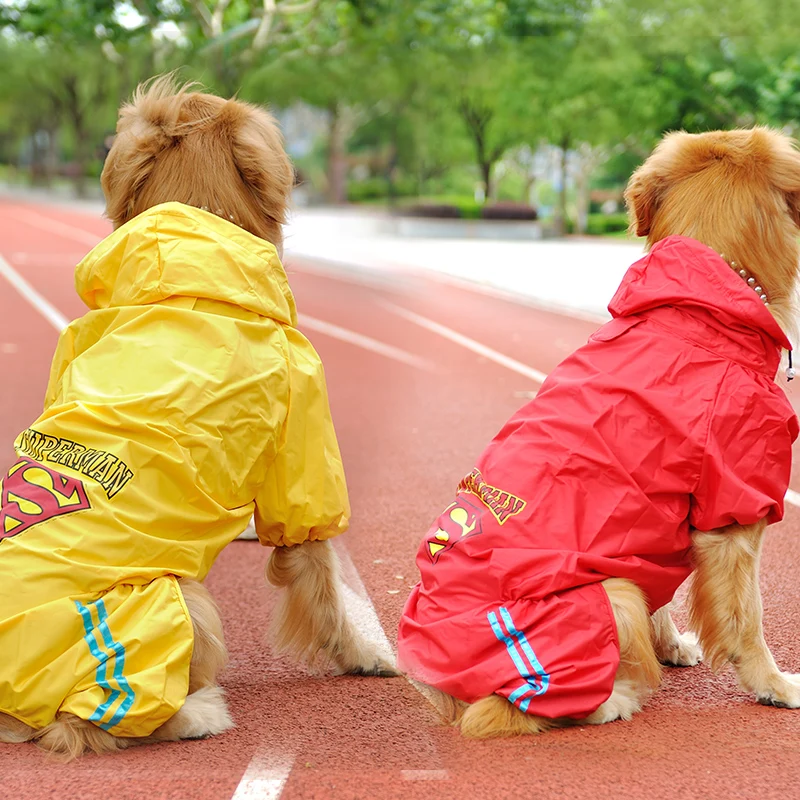 

Superman Large Dog Raincoat Waterproof Pet Clothes Big Dogs Rain Jumpsuit For Golden Retriever