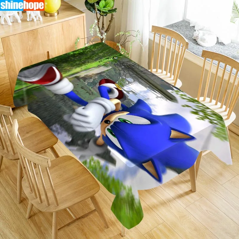 Новое поступление, Заказная скатерть Sonic The Hedgehog, водонепроницаемая, ткань Оксфорд, прямоугольная, скатерть для дома, вечерние, скатерть