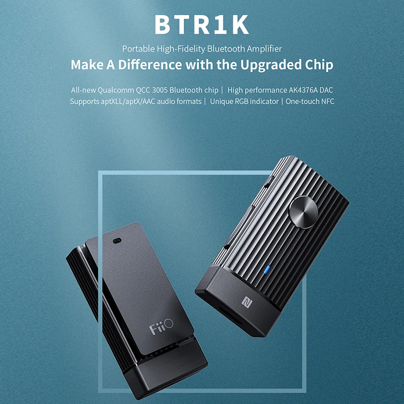  FIIO BTR1K Wireless Bluetooth 5.0 Portable Headphone Amplifier Noise-Cancelling USB DAC Audio Recei