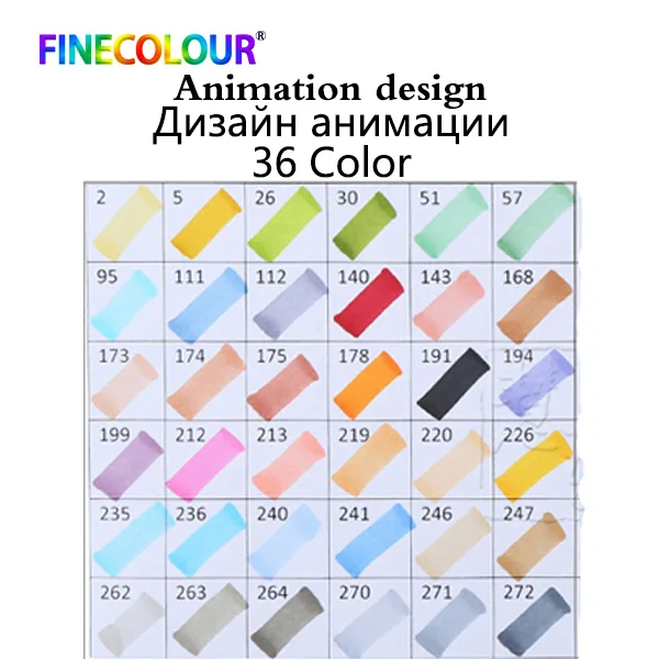 480 цветов Finecolour профессиональная маркер для рисования художника двойная головка перманентные маркеры набор эскизов мягкая ручка рисунок - Цвет: 36 color Animation