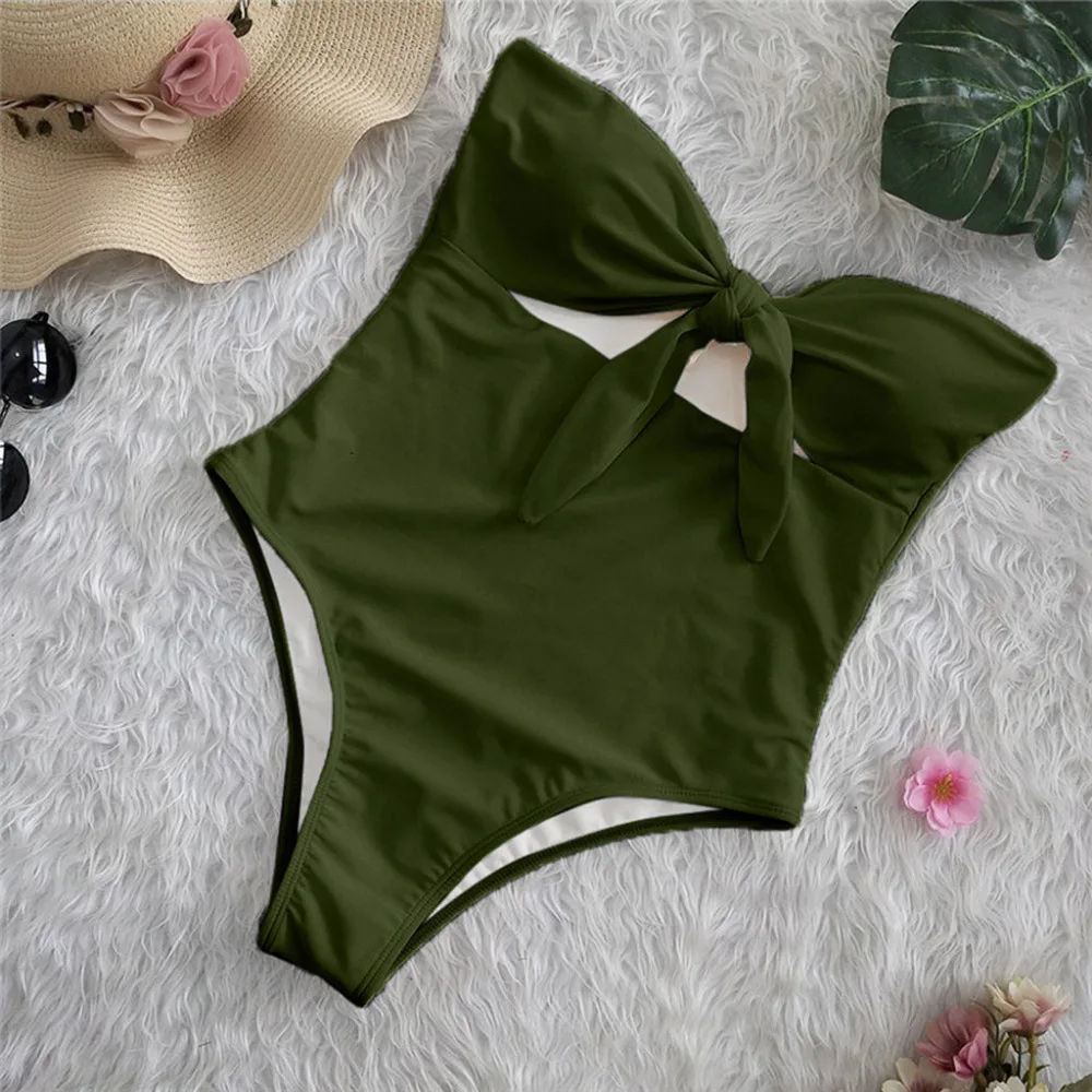2019 women's tube top strap bow bikini suit summer fresh and comfortable sexy swimming suit push up bikinis mujer brasile 40J13 (18)