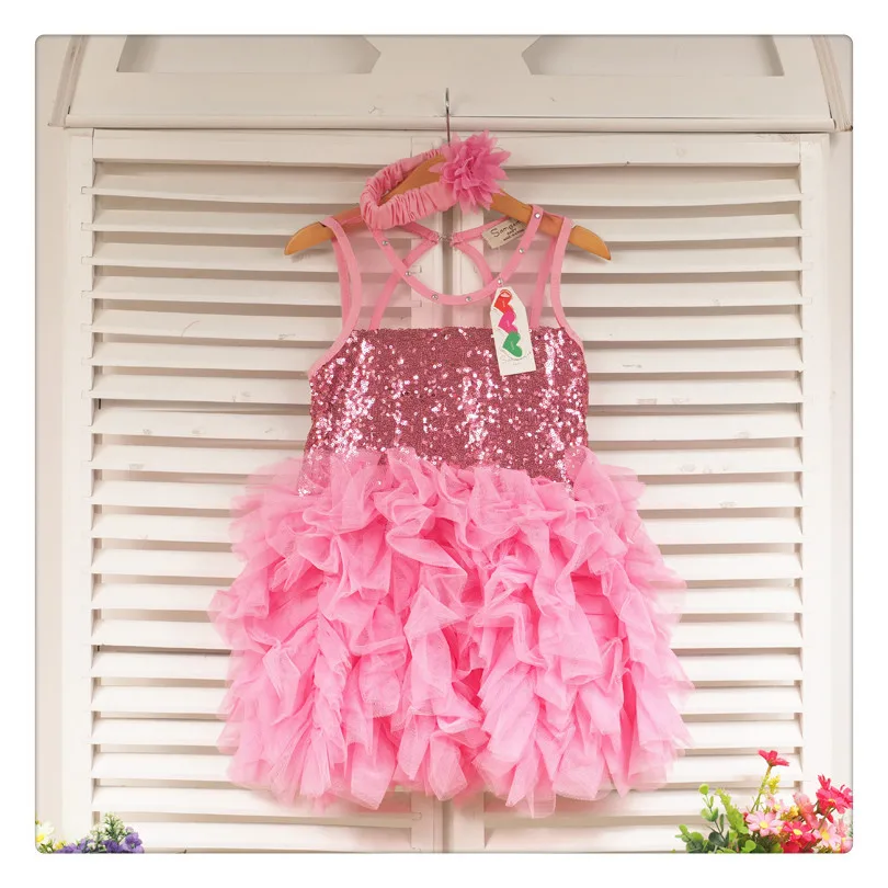 

Summer Style Girl Dress Sequin dress tutu dress  Sleeveless pink dress Children Infant Clothing Casual Kid