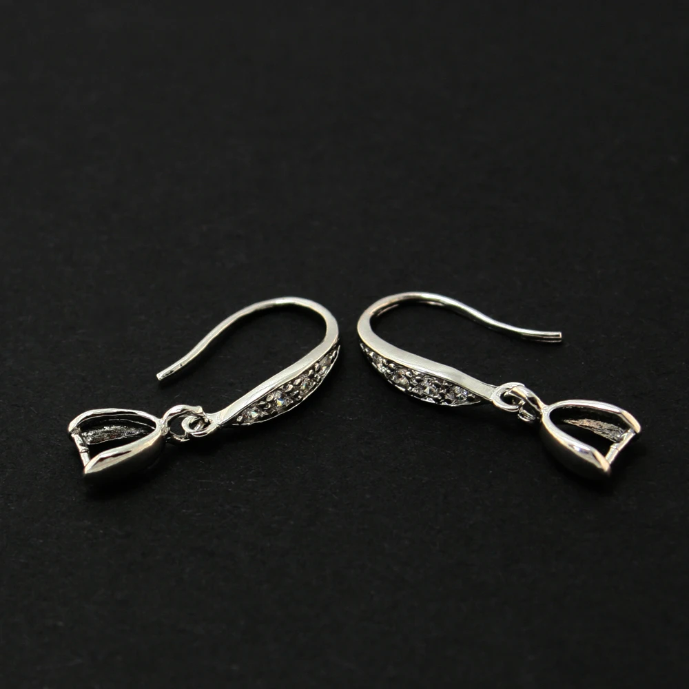 

High Quality 3pair/lot 925 Sterling Silver Earring Hook With Rhinestone 3.5* 25mm CN-BFS014