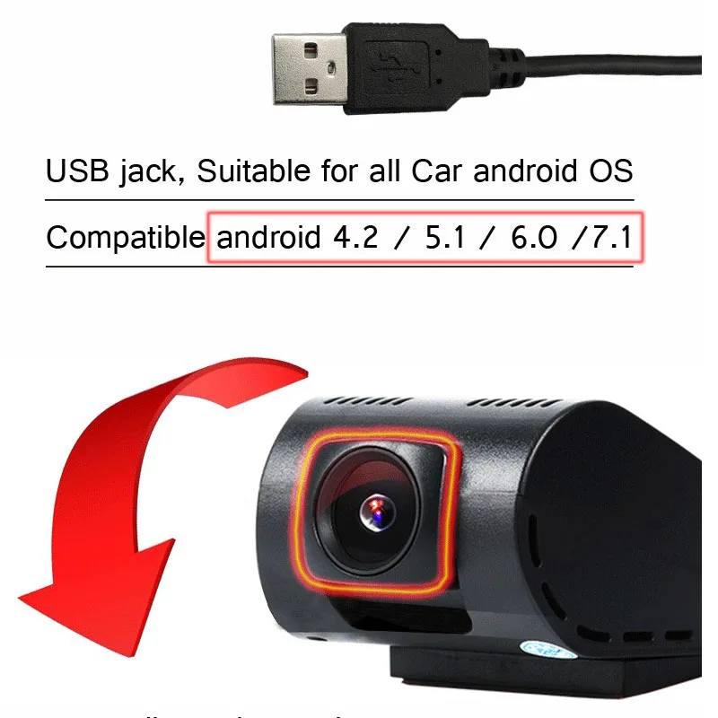 Car DVR Camera USB connector Vehicle HD 1280 * 720P DVRs for Android OS system mini Car Driving Recorder Camera