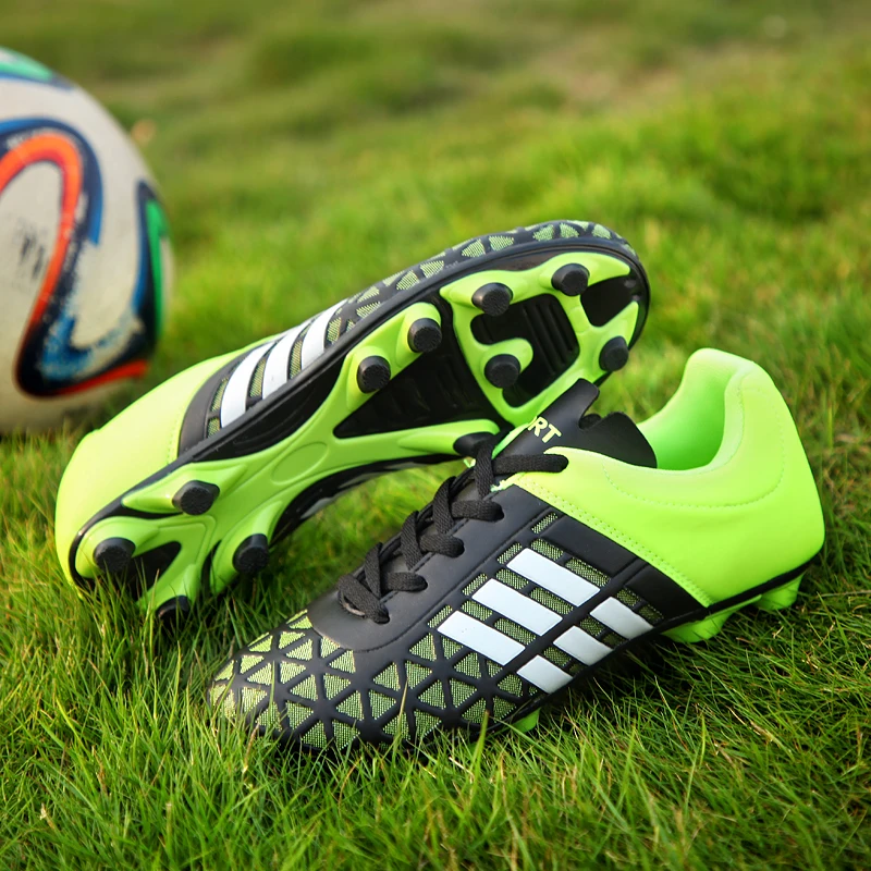 Длинные шипы бренд мальчик школы футбольные бутсы ботинки Футбол сапоги Для Мужчин's Обувь для футбола кроссовки Крытый газон мини 33-43 - Цвет: Зеленый