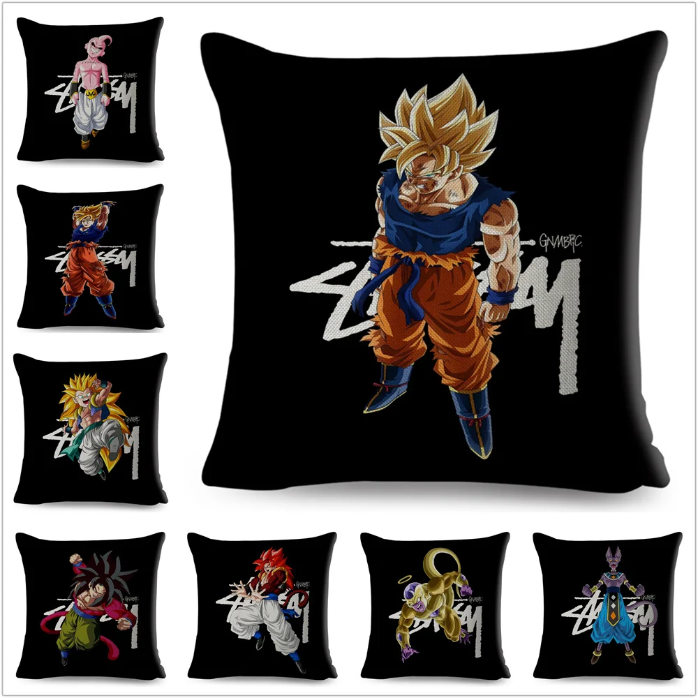 Япония Аниме Dragon Ball темные наволочки с принтом белье 45*45 см наволочка для дивана домашний декоративный мультфильм сын наволочка Гоку
