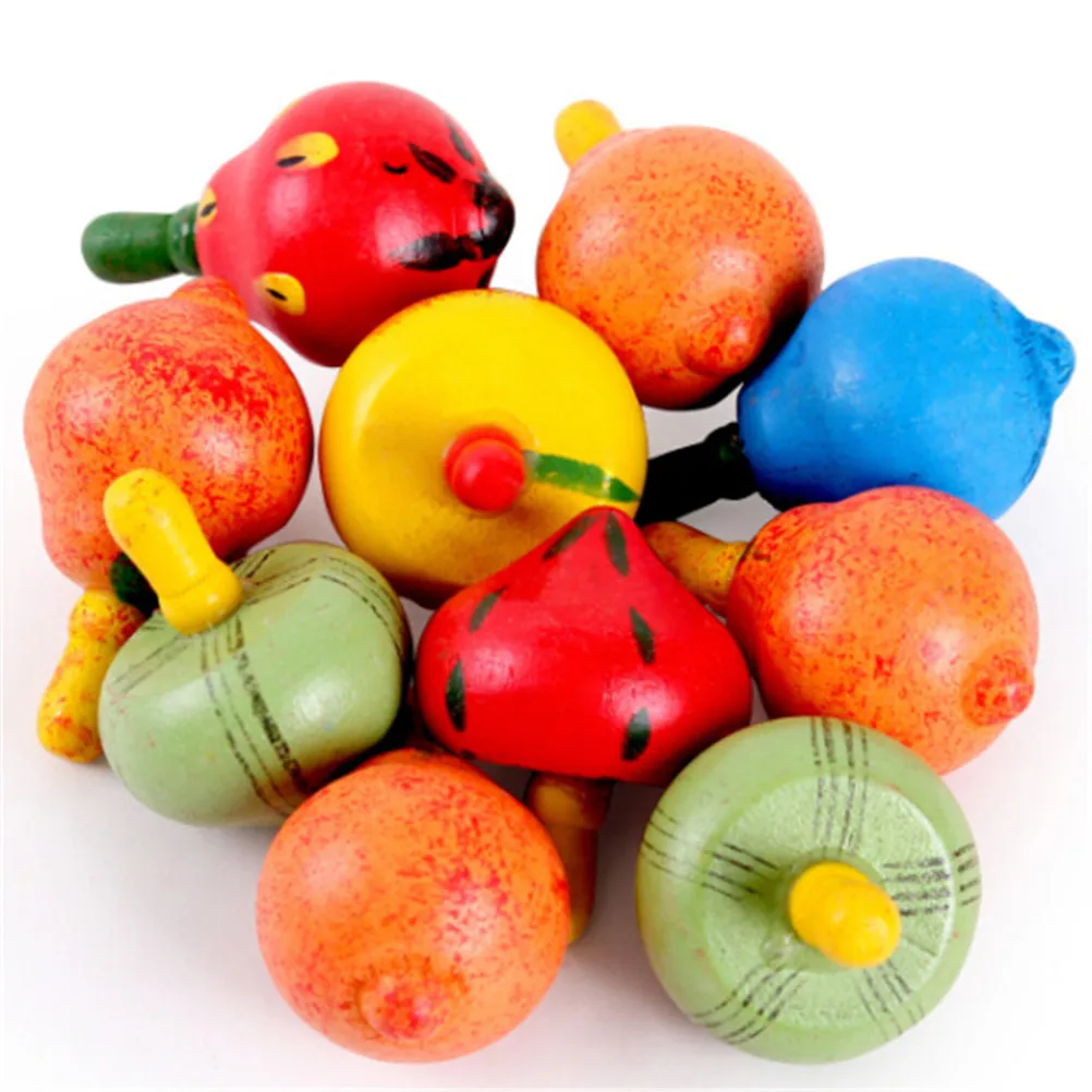 Spinning Tops Fr Baby Kids Toy Fruit Gyro Wooden Toys For Children