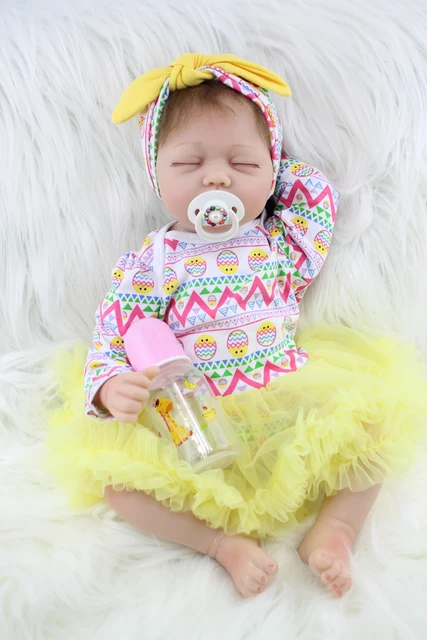 55 CM Soft Cloth Body Silicone Reborn Girl Doll Realistic Sleeping Newborn Babies Birthday Gift Present Kid Fashion Toy 1