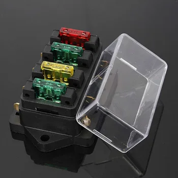 

Auto Car Fuse Fusebox Catch-holder 4 Way + 4pcs Box Truck Blade Fuse Block Unit Holder Fuses Circuit Standard ATO 12V 24V