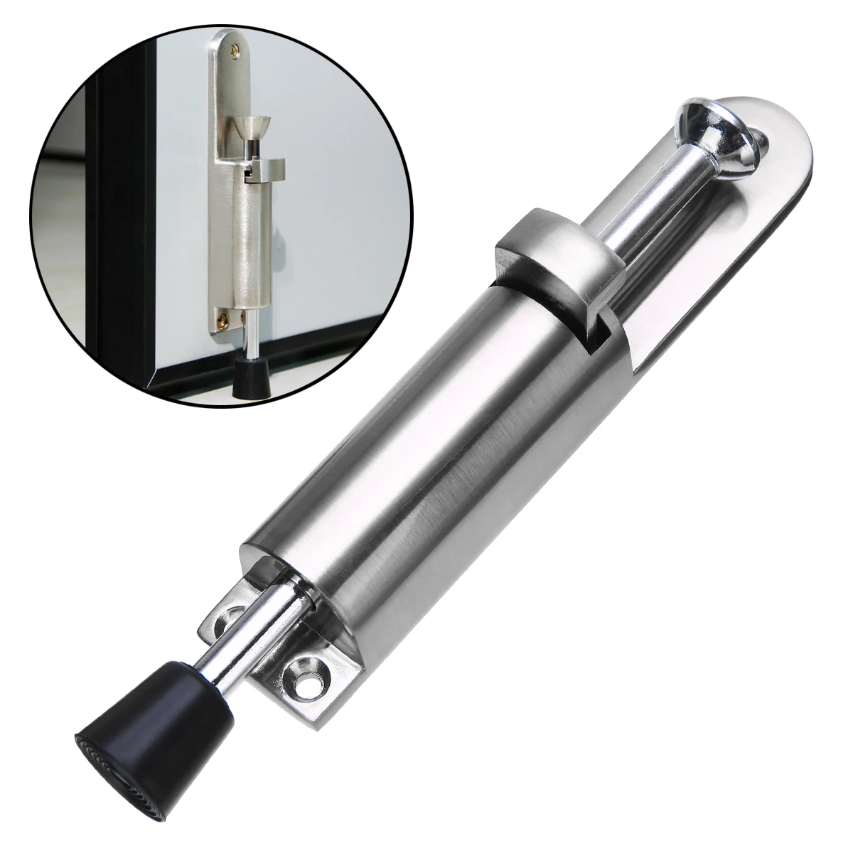 Heavy Duty Telescopic Door Stopper Silver Stainless Steel Spring Loaded Step-On Door Holder For Household Hardware