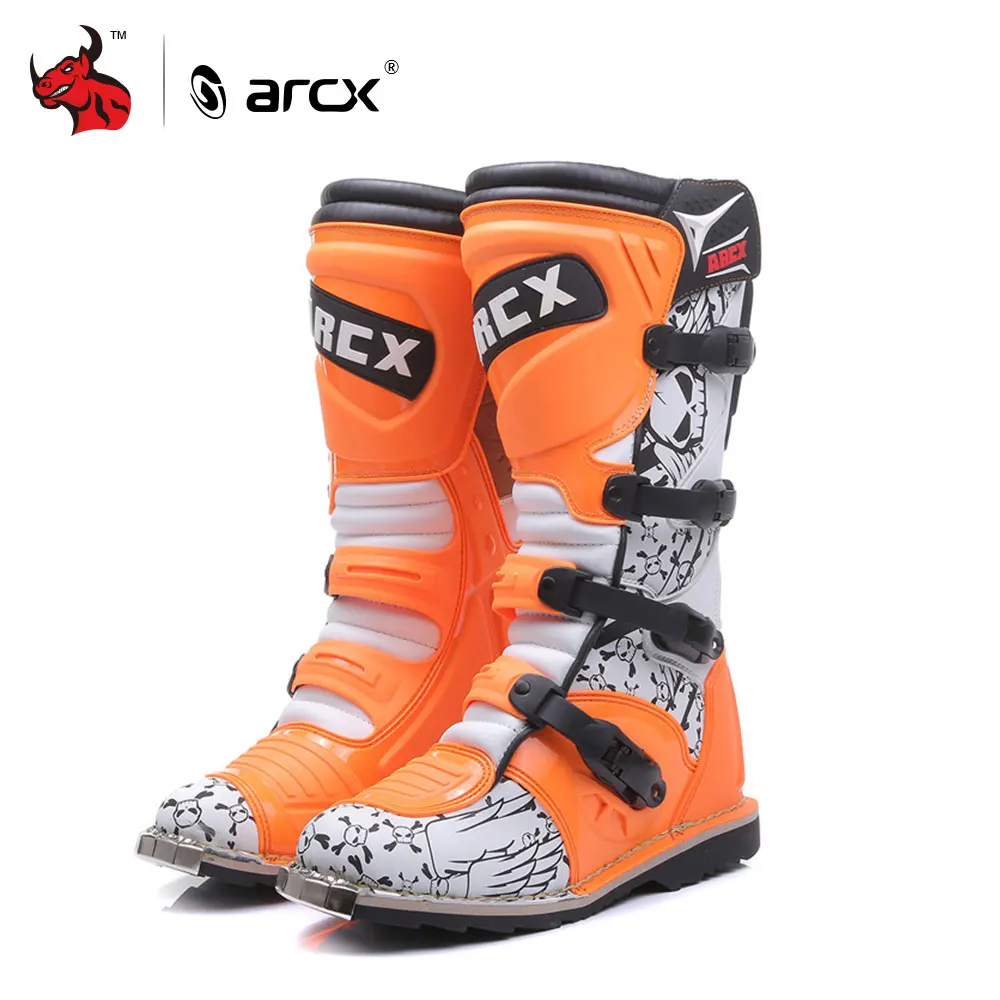 

ARCX Motorcycle Boots Moto Racing Motocross Off-Road Motorbike Shoes Orange waterproof Boots Botas Motocross Moto Shoes