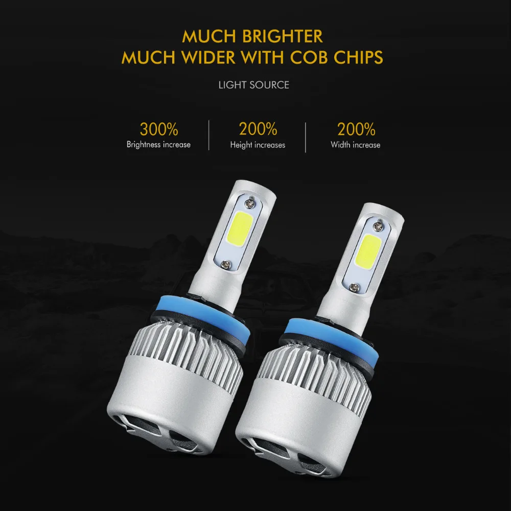 Auxmart 2 шт. 72 Вт 8000lm H11 H4 светодиодные лампы для автомобильных фар 6500 к УДАРА авто H7 H13
