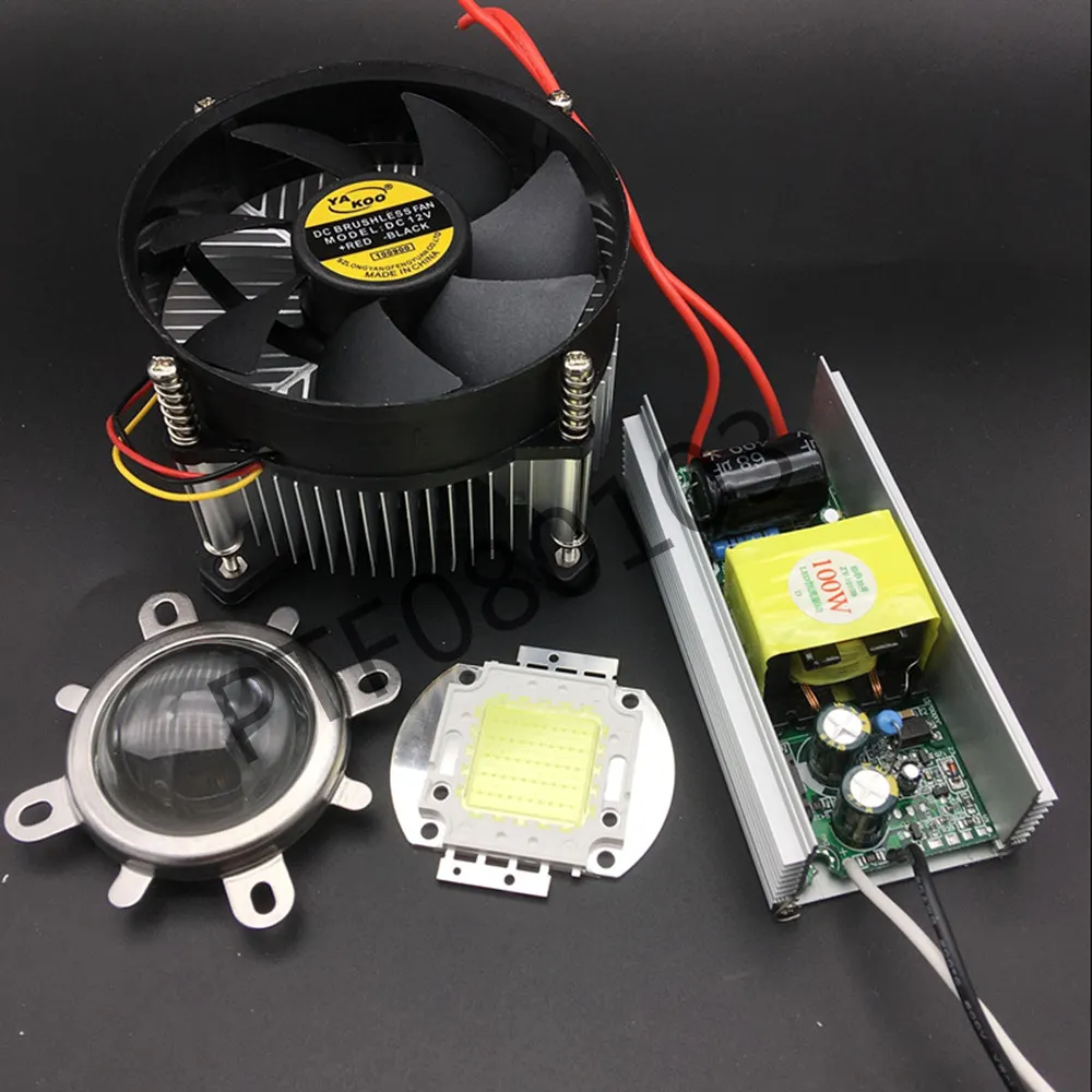 100Watt High Power White LED Chip + 100W Heatsink Cooler+100W LED Driver+100W 44mm Led lens Kit tec1 12706 thermoelectric cooler peltier 40 40mm full power semiconductor refrigeration chip 12v 60w high power cooler