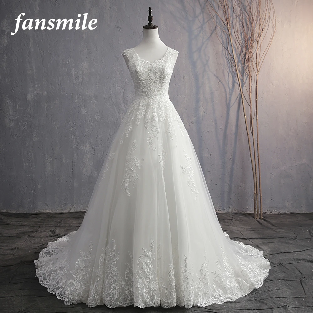 Fansmile спагетти Vestido De Noiva длинный шлейф А-силуэта свадебное платье Robe Mariage Sirene Плюс Размер свадебное платье FSM-605T