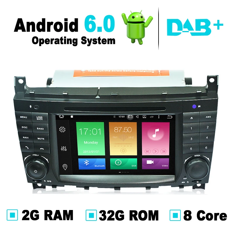 

Android 6.0 Car DVD Player GPS Navigation System Radio Stereo Media for Mercedes-Benz CLK Class W209, For Mercedes C Class W203