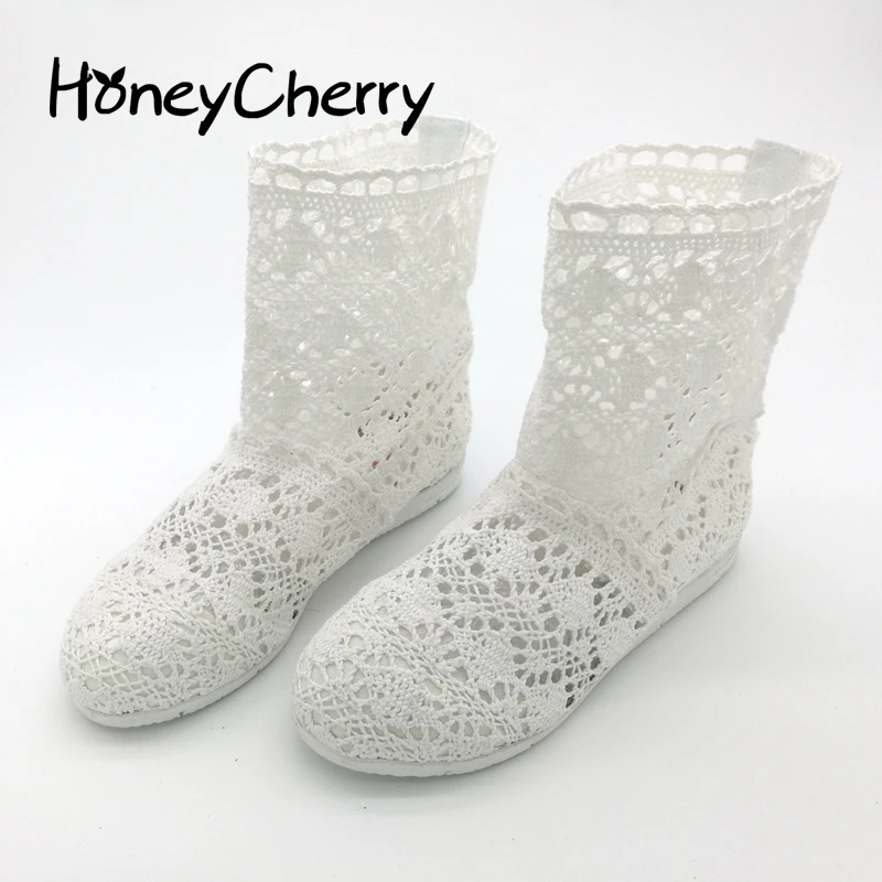 

New 2014 Spring and Summer Women High-leg Boots Knitting Hollow ankle Boots women's flat shoes knitted shoes for women size35-41