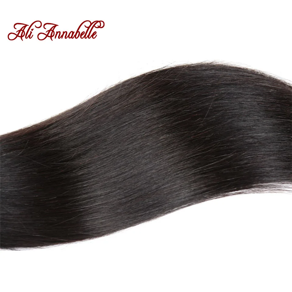 Али ANNABELLE волосы прямые перуанские волосы пучки с кружевом Закрытие 3 пучки волосы remy ткет человеческие волосы пучки