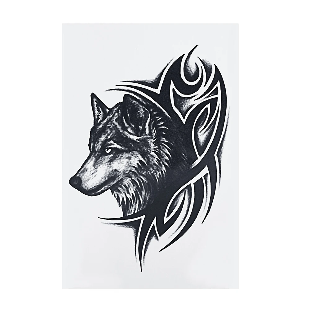 Волчонок тату Speedy persistance водостойкая наклейка King Wolf головка властный Цветок на