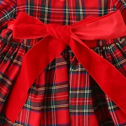 Dream Cradle,Spanish Baby Girls Outfit,Baby Vintage Tartan Dress,Baby Tartan Peplum Set with Bonnet,Baby Handmade Plaid Outfit (15)_