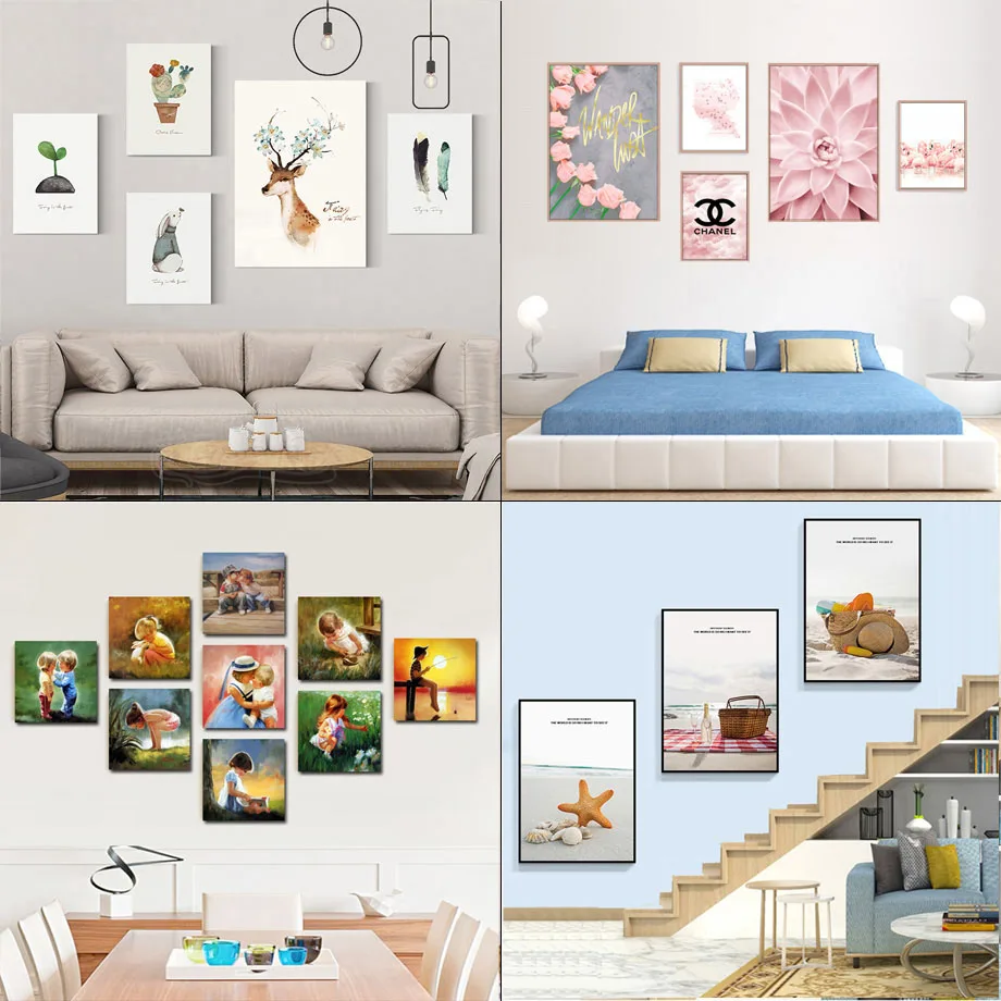 Плакаты на скандинавскую тему олень лес палатка для птиц Wall Art Постеры холсты