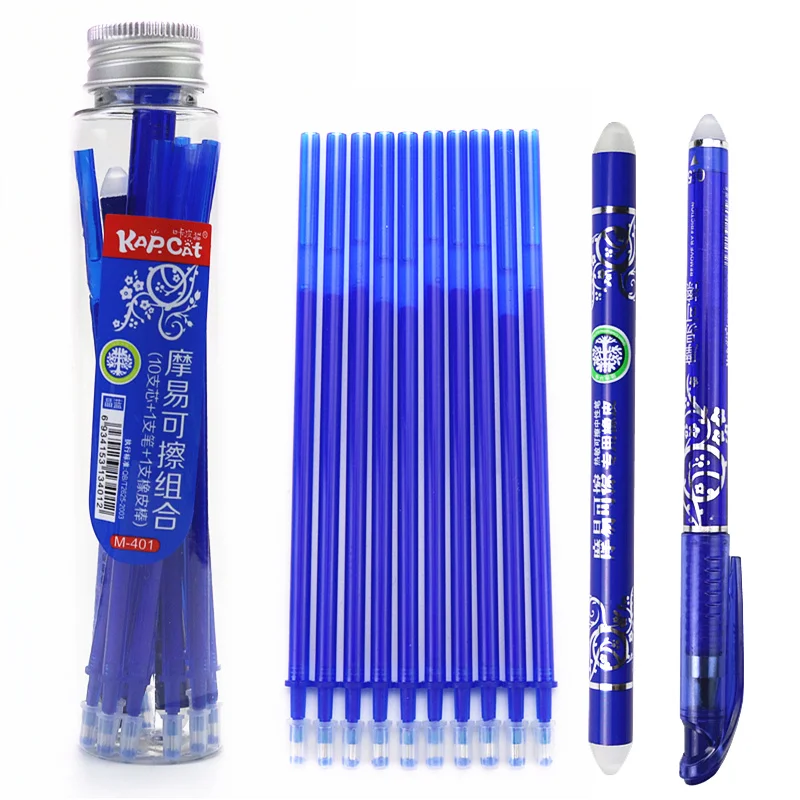 Blauw Uitwisbare Pen Set Een Gel Pen 10 Vullingen 1 Gum Stok Student Briefpapier Set