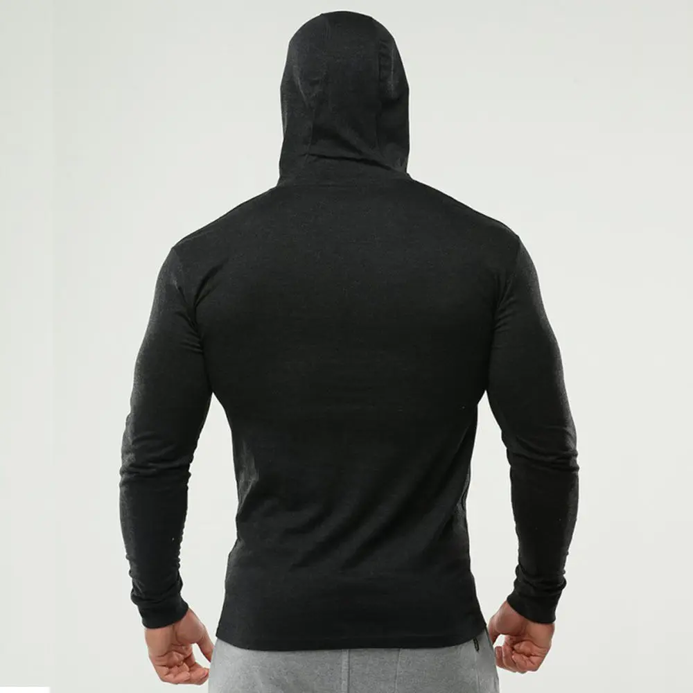 Для мужчин мышц основные Fit толстовки пуловер тренажерные залы с длинным рукавом спортивная светильник кофты топам