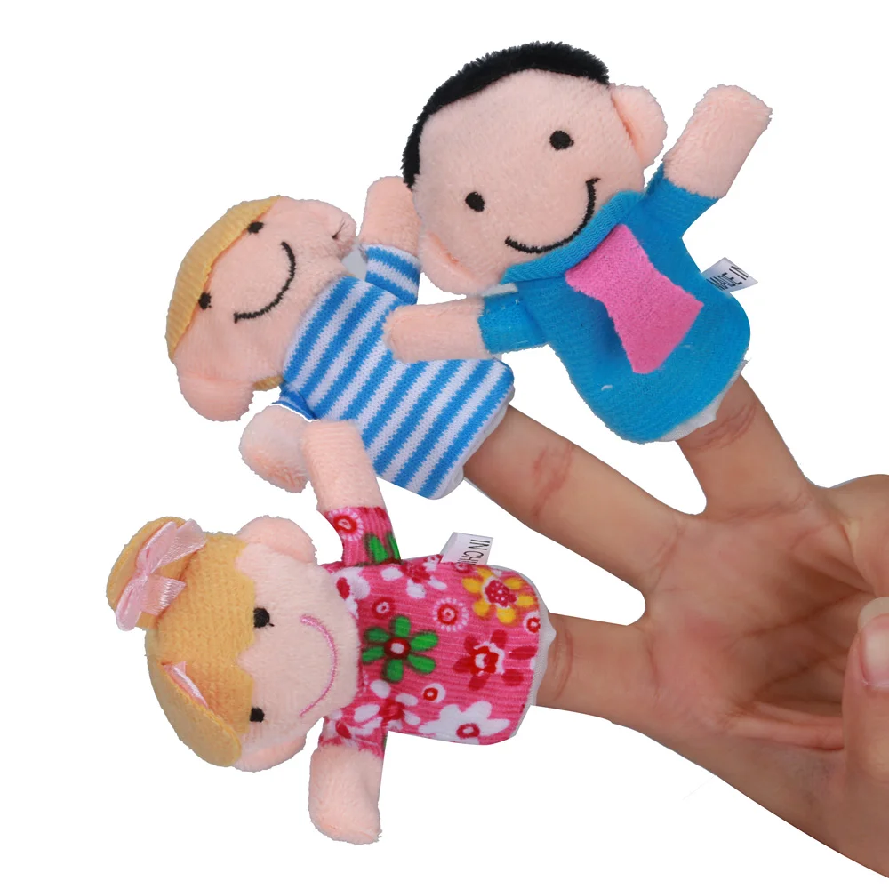 hot 6pcs Finger Family Puppets Set Mini Plush Baby Toy Boys Girls Finger Puppets Educational Story