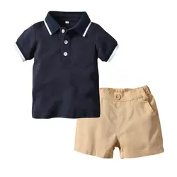 Для мальчиков ясельного возраста оптовые продажи, одежда летняя детская Костюмы Комплекты для мальчиков костюм джентльмена для детей