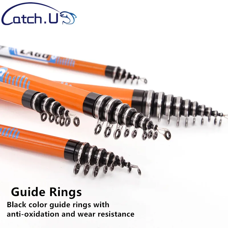 Fishing Rod Hard Carbon Telescopic Sea Pole Rock Carp Gear Tackle Rods Orange XL