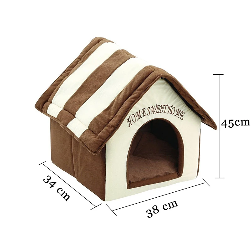 Portable Folding Pet Dog Houses Beds for Small Dogs Washable Puppy Dog Kennel Bed Plush Cat House for Animal Cats Pets Supplies