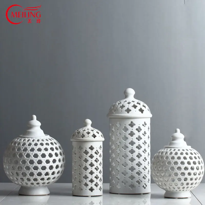 Buy Handmade Hollow Circle Tube Storage Tank Jar White